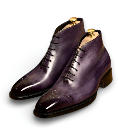 Crafted Leather Purple Patina Leather Chukka Dress Boot