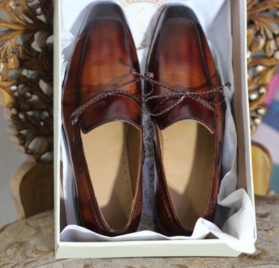 Crafted Leather Handmade Men Brown Leather Tassel Loafers Dress Shoes