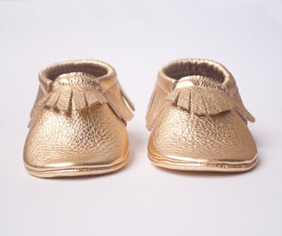Metallic Gold Moccasins