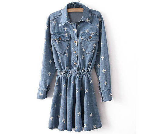 Ladies Denim Cross Shirt/Dress