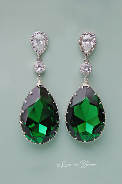 Fern Swarovski Crystal Earrings - Style # E153-F