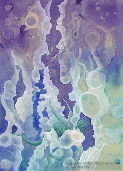 Original Surreal Dragon Painting: Crystal Nebula