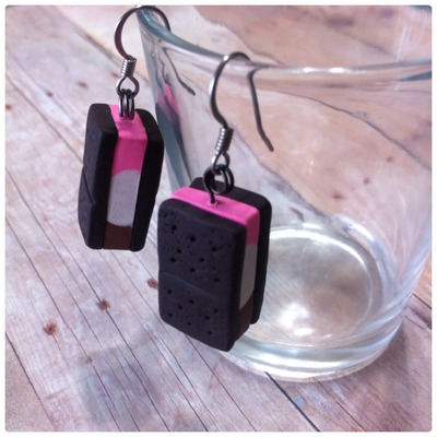 {earrings} neapolitan ice cream sandwich
