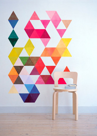 Mid Century Modern Danish Multi Colored Triangles Minimalist