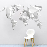 Origami World Map Wall Sticker Decal - Thumbnail 1