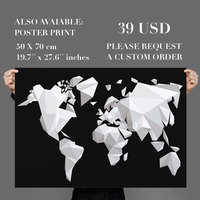 Origami World Map Wall Sticker Decal - Thumbnail 3