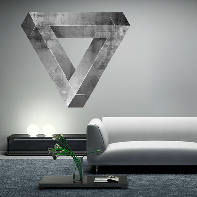 Impossible Triangle Cement Mid Century Modern Decal