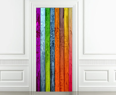 Wood Colorful Door Wall Mural Sticker