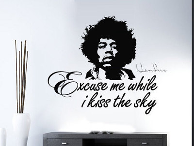 Excuse Me While I Kiss the Sky Quote Jimmy Hendrix Silhouette Sticker