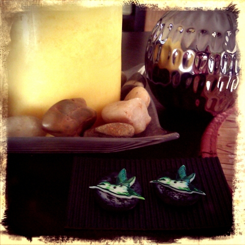 Green Violet-Ear Hummingbird earrings