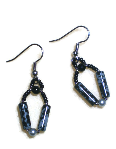 Triangle Obsidian Unique Earrings