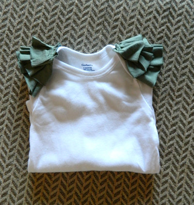 Moss Green Ruffle Shoulder Onesie