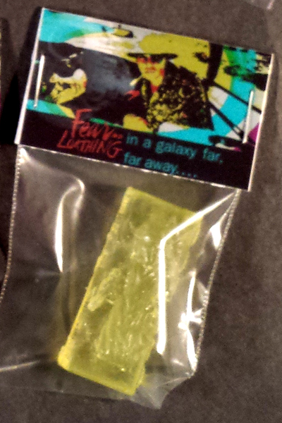 "FEAR AND LOATHING IN A GALAXY FAR, FAR AWAY...." (FETT IN CARBONITE/MAGNET) RESIN DESIGNER TOY ART ACTION FIGURE