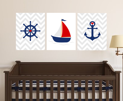 Set of three 11"x14" Nautical Poster Prints / Wall Art