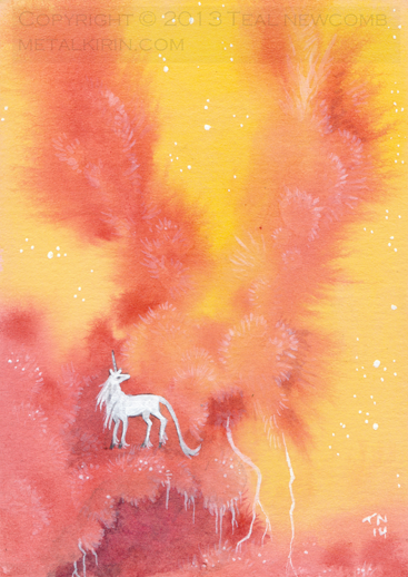 Original Fantasy ACEO painting: Martian Unicorn