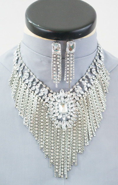 Fringe Statement Arcylic Rhinestone necklace