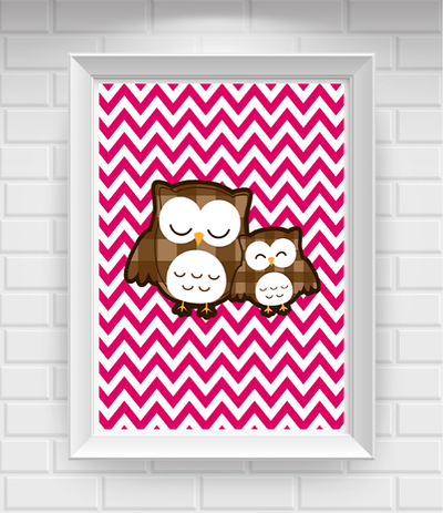 11"x14" Chevron Owl Nursery Poster Print / Wall Art