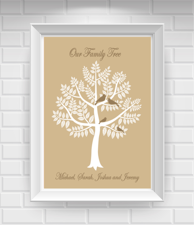 11"x14" Family Tree with Birds Poster Print / Wall Art