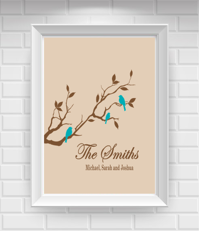 11"x14" Family Tree with Birds Poster Print / Wall Art