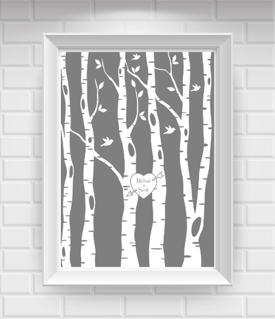 8"x10" Names in Heart on Tree Poster Print / Wall Art