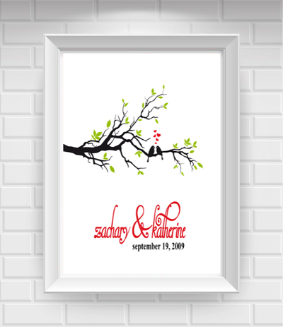 11"x14" Birds in Love on Branch Rules Poster Print / Wall Art