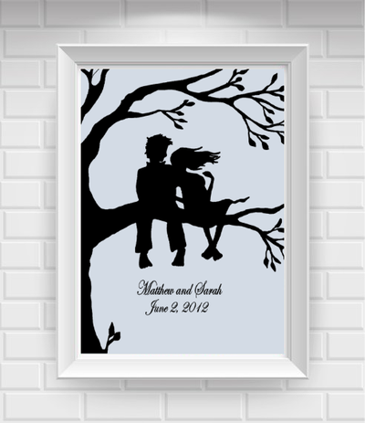 8"x10" Couple in Tree Poster Print / Wall Art