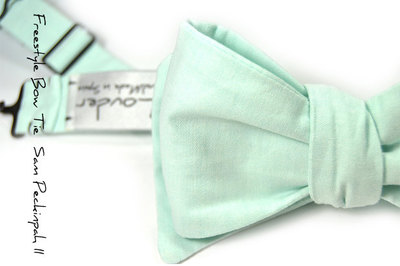 Mens Bow Tie -Blue Seafoam Chambray bowtie