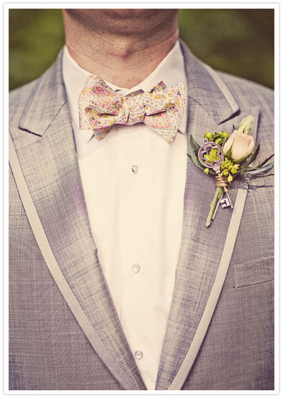 self-tie Wedding Mens Bow Tie - Pink, gold and grey/blue paisley bowtie