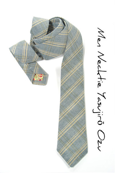 Men Necktie- Woven yarn dyed blue and cream tie