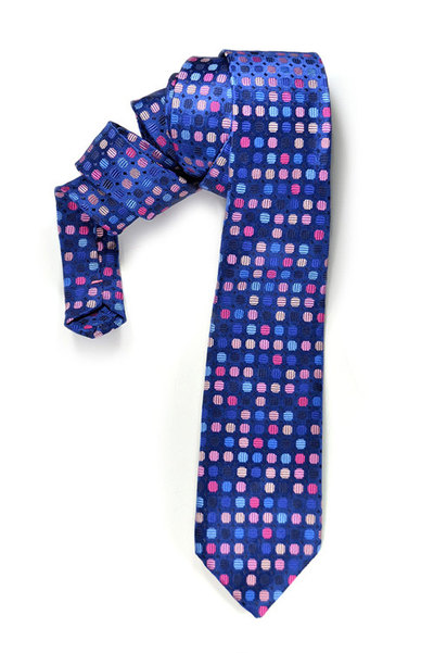 Modern tie in blue with color dots Silk Necktie - High Quality Woven Silk Necktie- men tie