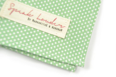 Mens Pocket Square - Green seafoam and ivory polka dots