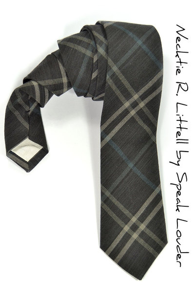 Men Necktie Woven yarn dyed black checkered, blue and cream tie