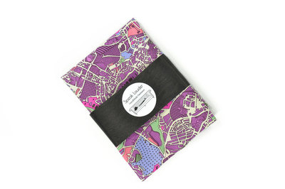 Mens Pocket Square Purple- London map
