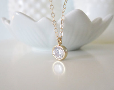 Amelie necklace, tiny sparkle on gold filled chain