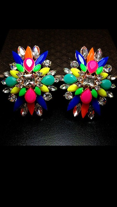 neon colour oversized stud earrings