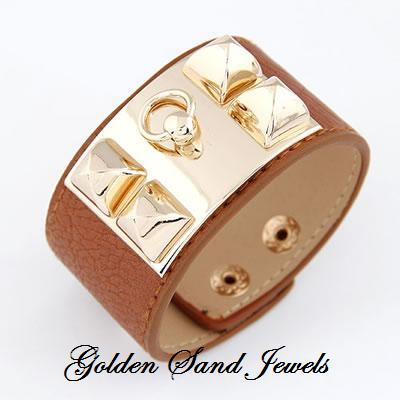 Leather cuff (camel) - Thumbnail 4