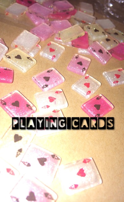 Mini 1cm Playing Cards Plastic Cabochons for DIY and crafts x5pcs