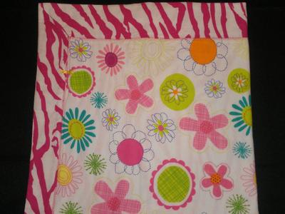 Receiving Blanket - Floral on Pink Zebra