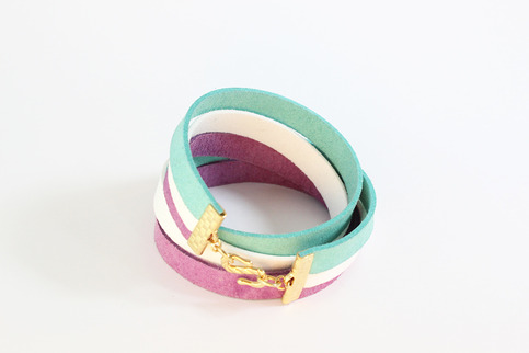 Orchid, White & Spring Green Triple-Lace Wrap Bracelet