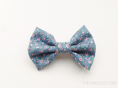 *Limited Edition* Baby Blue/Pink Vintage Floral Bow - Barrette
