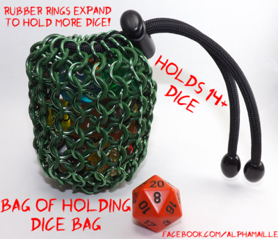 Bag of Holding Dice Bag - Handmade Chainmail and rubber o-ring