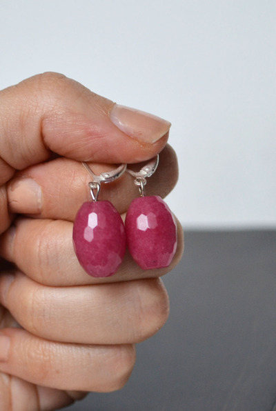 Pink Jade Earrings, Faceted Earrings, Dressy Earrings, Formal