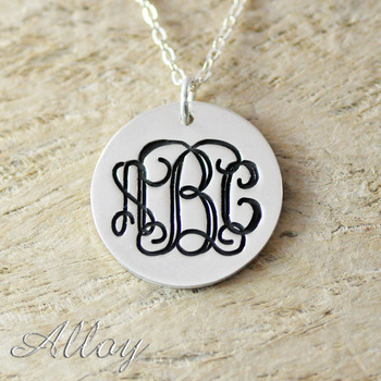 Round Monogram Hand Stamped Necklace