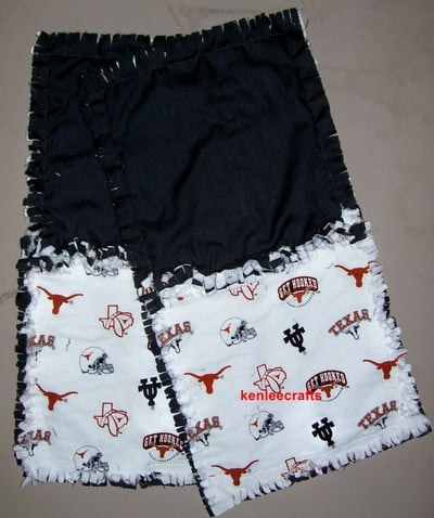 Texas longhorns rag quilt burp cloths