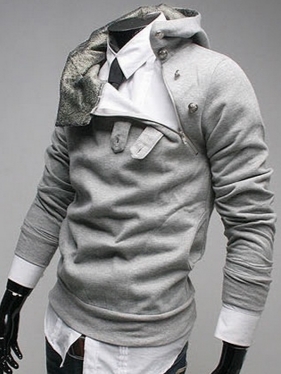 Light grey cotton man casual hoodies 1303sj-a30-25lg