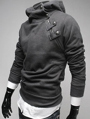 Dark grey cotton long sleeve zipper hoodie m/l/xl/xxl/xxxl 1303sj-a30-25dg