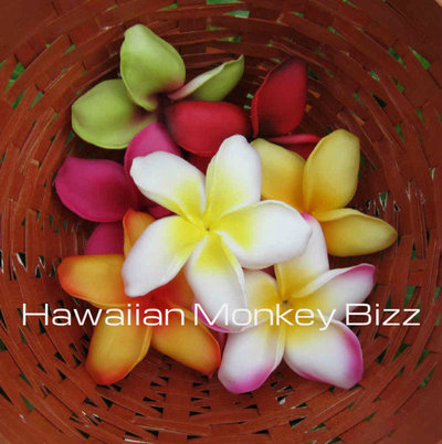 "ISLAND PLUMERIAS" - Foam Hair Picks or Clips - YOUR CHOICE of 3 . . .