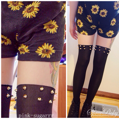 Harajuku Fashion Riveting Fake Over Knee Tights Free Shipping SP140375