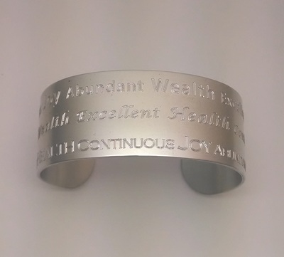 Abundant Wealth Health Joy Pewter Cuff