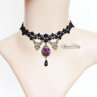 Vintage-style Rose Lace Necklace SP140565 - Thumbnail 1